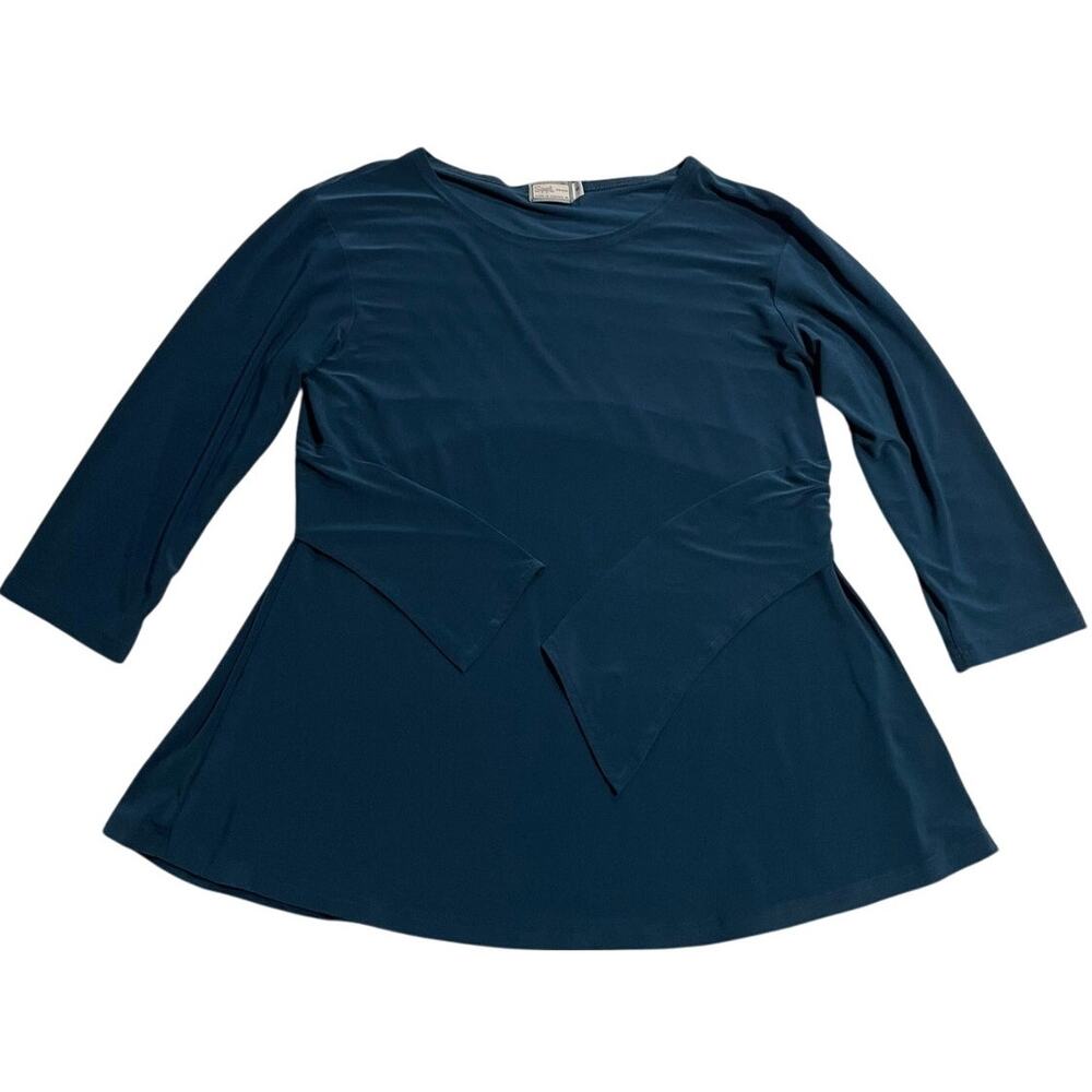 Sympli The Best Slinky Asymmetrical Top Women Sz 8 Blue Canada Artsy Long Sleeve
